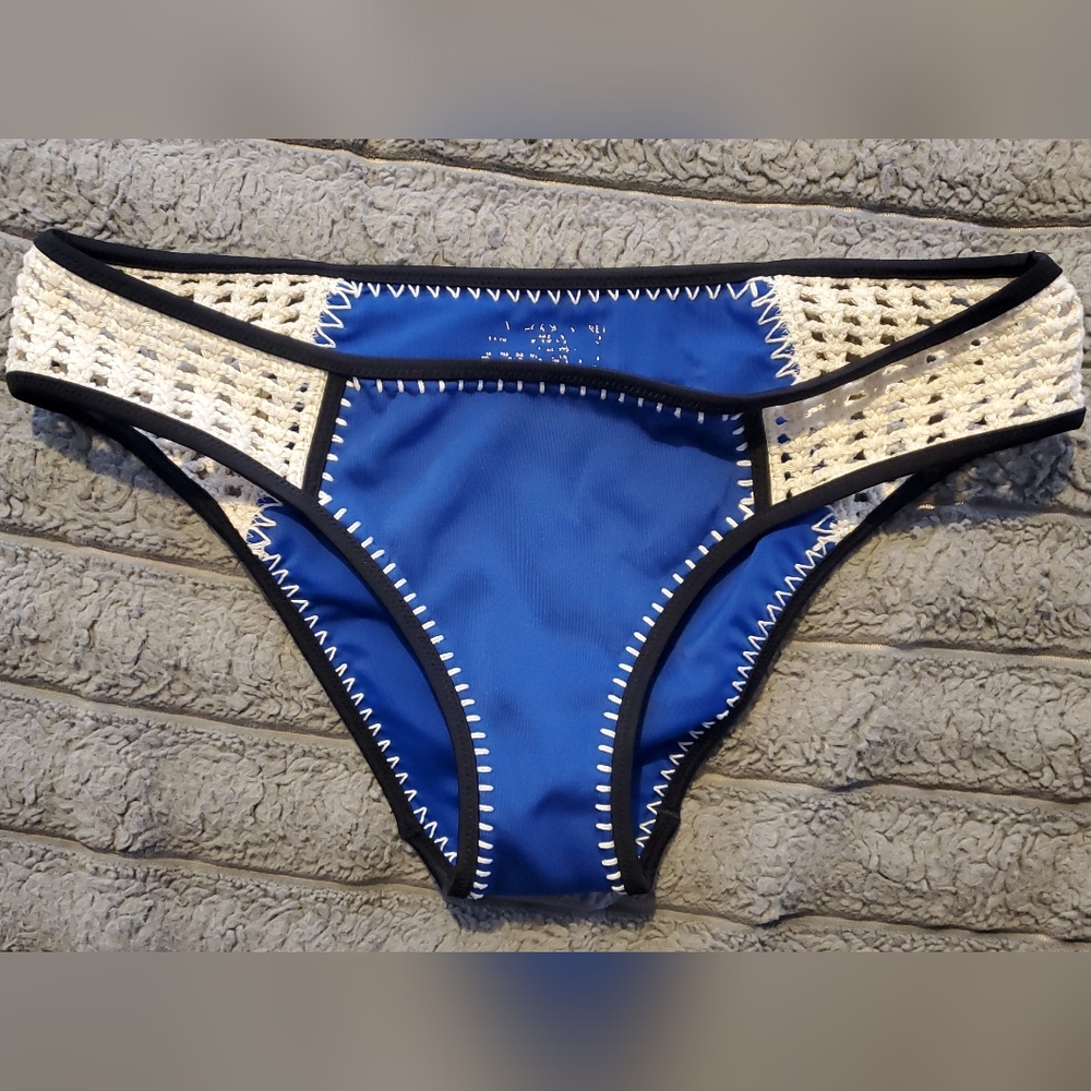 Victoria's Secret Blue and Cream Bikini Bottom